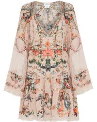 Camilla - Floral-print A-line Silk Dress - Lyst