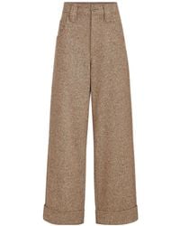Brunello Cucinelli - Virgin Wool Donegal Baggy Five-Pocket Trousers With Monili - Lyst