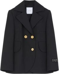 Patou - Belted Double-Breasted Blazer - Lyst