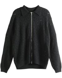 vowels - Eyelet Heart-Motif Pointelle-Knit Jacket - Lyst