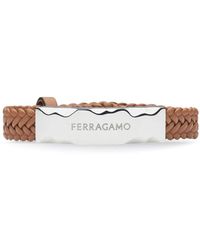 Ferragamo - Logo-engraved Leather Bracelet - Lyst