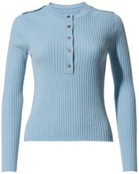 Perfect Moment - Ribbed Henley Wool & Cashmere Top - Lyst