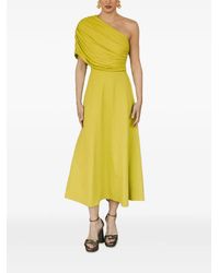 Cherubina - Kayla Ruched One-Shoulder Midi Dress - Lyst