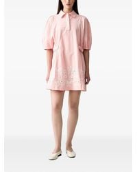 Stine Goya - Broderie-Anglaise Puff-Sleeve Mini Dress - Lyst
