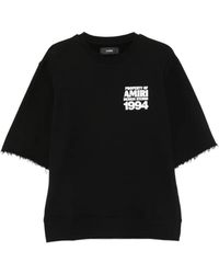Amiri - Logo-Print Raw-Edge T-Shirt - Lyst