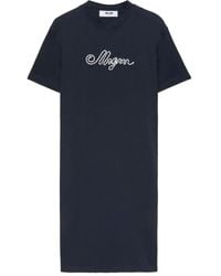 MSGM - Robe Mi-Longue À Logo Brodé - Lyst