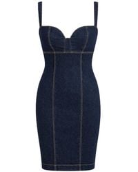 Guess - Mini-Jurk Met Contrasterend Stiksel En Sweetheart Hals - Lyst