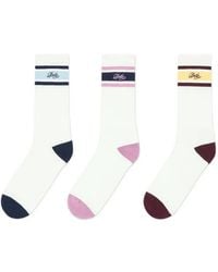 Drole de Monsieur - Logo-Embroidered Striped Socks (Set Of Three) - Lyst