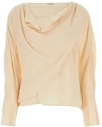 Chloé - Gedrapeerde Zijden Blouse Met Boothals - Lyst