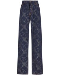 Etro - Floral-jacquard Straight-leg Jeans - Lyst