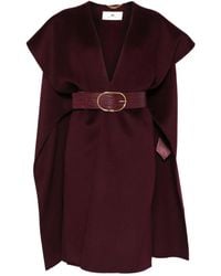 Elisabetta Franchi - Belted Wool Cape - Lyst