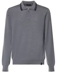 Fay - Zip-Up Wool Polo Shirt - Lyst