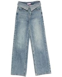 Twentyfourhaitch - Crystal-Embellished Wide-Leg Jeans - Lyst