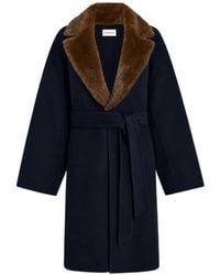 P.A.R.O.S.H. - Faux-Fur Collar Belted Coat - Lyst