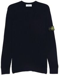 Stone Island - 5100053 Full-Rib Rws-Wool Crewneck Sweater With Ribbed Trims - Lyst