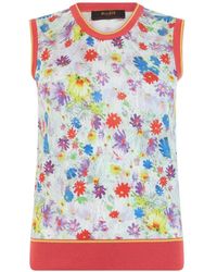 Moorer - Floral-Print Ribbed-Trim Vest - Lyst