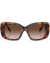 Burberry - Logo-Print Square-Frame Sunglasses - Lyst