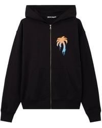 Palm Angels - Palm-Tree Print Zip-Up Hoodie - Lyst
