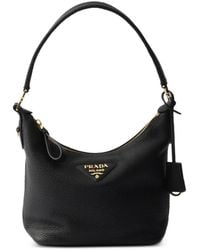 Prada - Bolso De Hombro De Piel Con Placa Del Logo - Lyst