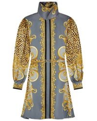 Versace - Dress Cheetah Foulard On Silk Crepe Satin Lw - Lyst