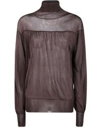 Aviu - T-Shirt A Collo Alto Semi Trasparente - Lyst