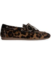POSA - Boat Leopard-Print Pony-Hair Loafers - Lyst