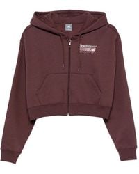 New Balance - Logo-Print Cropped Hoodie - Lyst