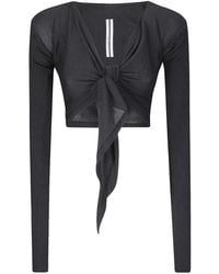 Rick Owens - Cropped Blouse Met Gewikkelde Voorkant - Lyst