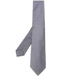 Kiton Corbata con motivo de cuadrados - Gris