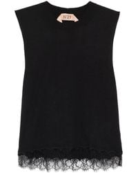 N°21 - Lace Knitted Top - Lyst