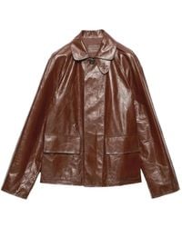 Prada - Vintage-Look Leather Blouson Jacket - Lyst