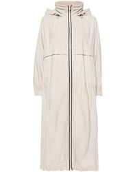 Brunello Cucinelli - Hooded Suede Trench Coat - Lyst