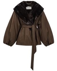 Magda Butrym - Faux-Fur Collar Belted Jacket - Lyst