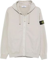 Stone Island - Hoodie Met Ritssluiting En Logopatch - Lyst