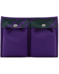 Burberry - Check-Pattern Cotton Clutch Bag - Lyst