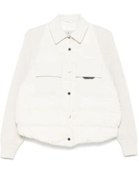 Brunello Cucinelli - Two-Material 'Shiny Flap Detail' Down Jacket - Lyst