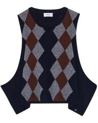 Ottod'Ame - Argyle-Pattern Asymmetric-Hem Sweater - Lyst