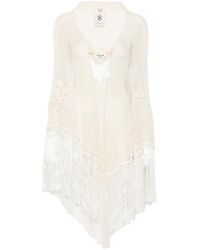 Chiara Is - Scialle Rosa Crochet Fringed Poncho - Lyst