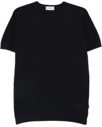 John Smedley - Pique-Knit Ribbed-Trim T-Shirt - Lyst