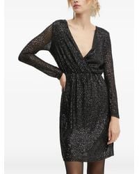 Morgan - Sequin-Embellished Wrap Mini Dress - Lyst