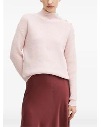 Morgan - Button High-Neck Sweater - Lyst