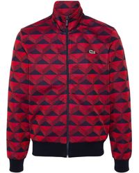 Lacoste - Sweatshirtjacke mit geometrischem Muster - Lyst