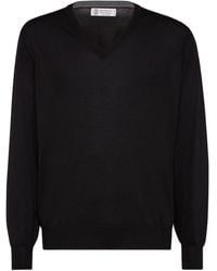 Brunello Cucinelli - Jersey de punto con cuello en V - Lyst