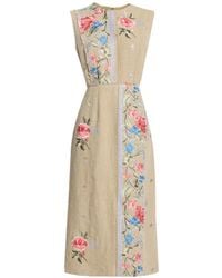 Erdem - Floral-Embroidered Midi Dress - Lyst