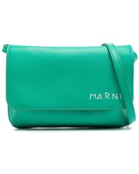 Marni - Logo-embroidered leather bag - Lyst