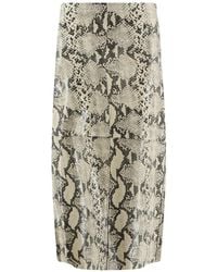 Alysi - Python-Print Leather Midi Skirt - Lyst