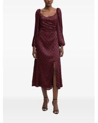 Morgan - Heart-Print Ruched Midi Dress - Lyst