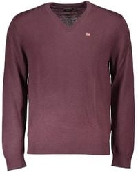 Napapijri - Logo-Patch V-Neck Sweater - Lyst