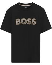 BOSS - Cotton-Jersey T-Shirt With Logo Artwork - Lyst