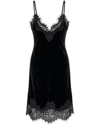Gold Hawk - Velvet Lace-Trim Slip Dress - Lyst